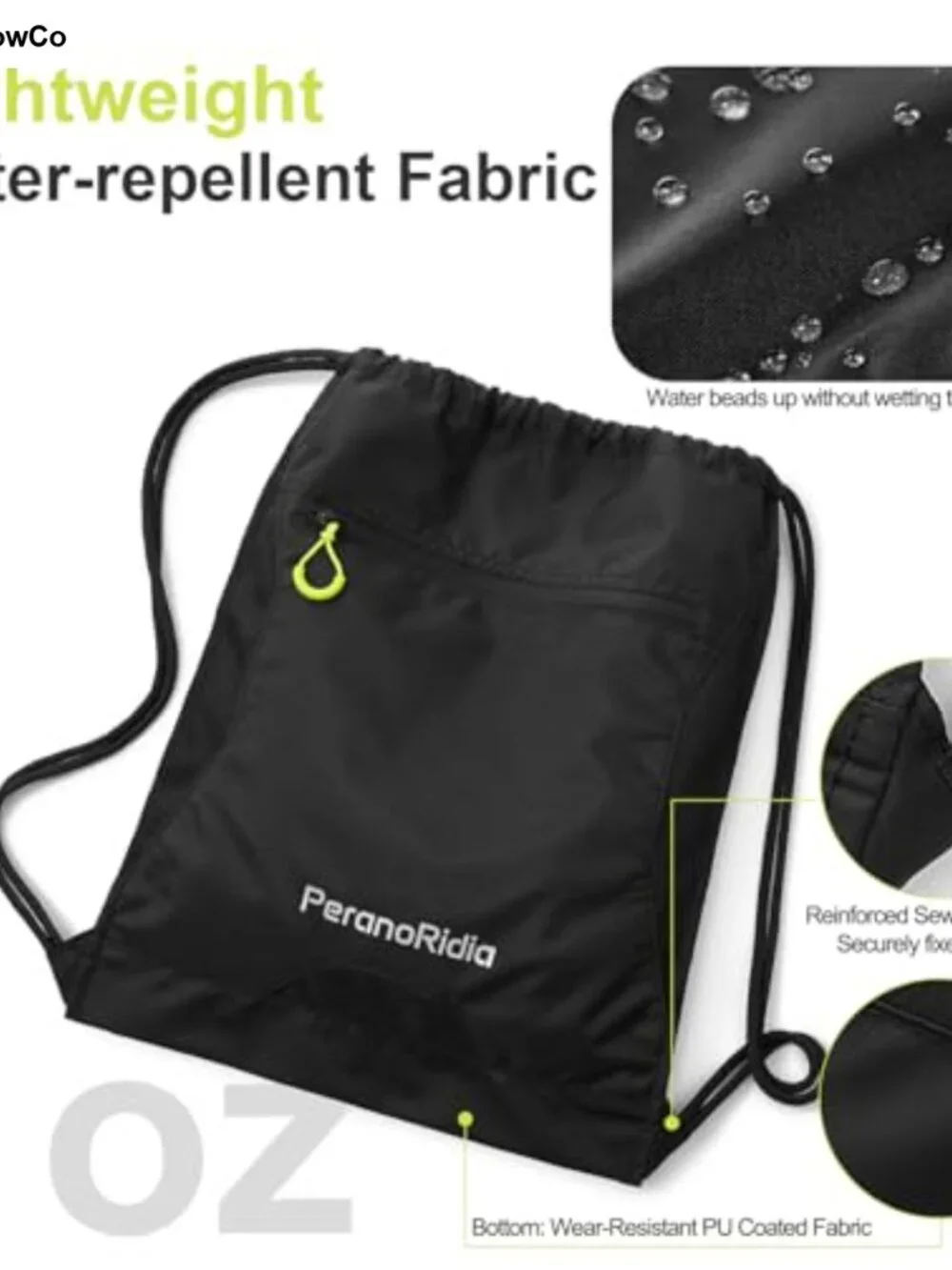 Drawstring Backpack Lightweight Gym Sackpack Water Repellent Mesh Pocket
